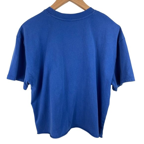 Obsessive Love Womens Size XL Blue Cropped Short Sleeve T-shirt West Coast Cali - Picture 2 of 4